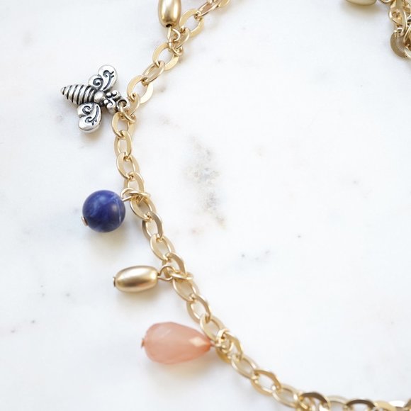 Chico's Long Charm Necklace Heart Star Bee - Picture 2 of 4